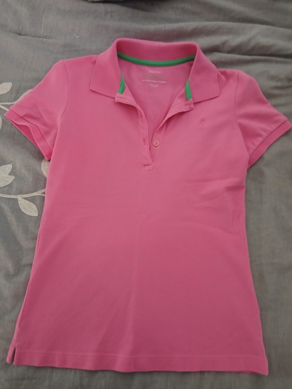 Lilly Pulitzer Pink Polo Shirt with Green Trim